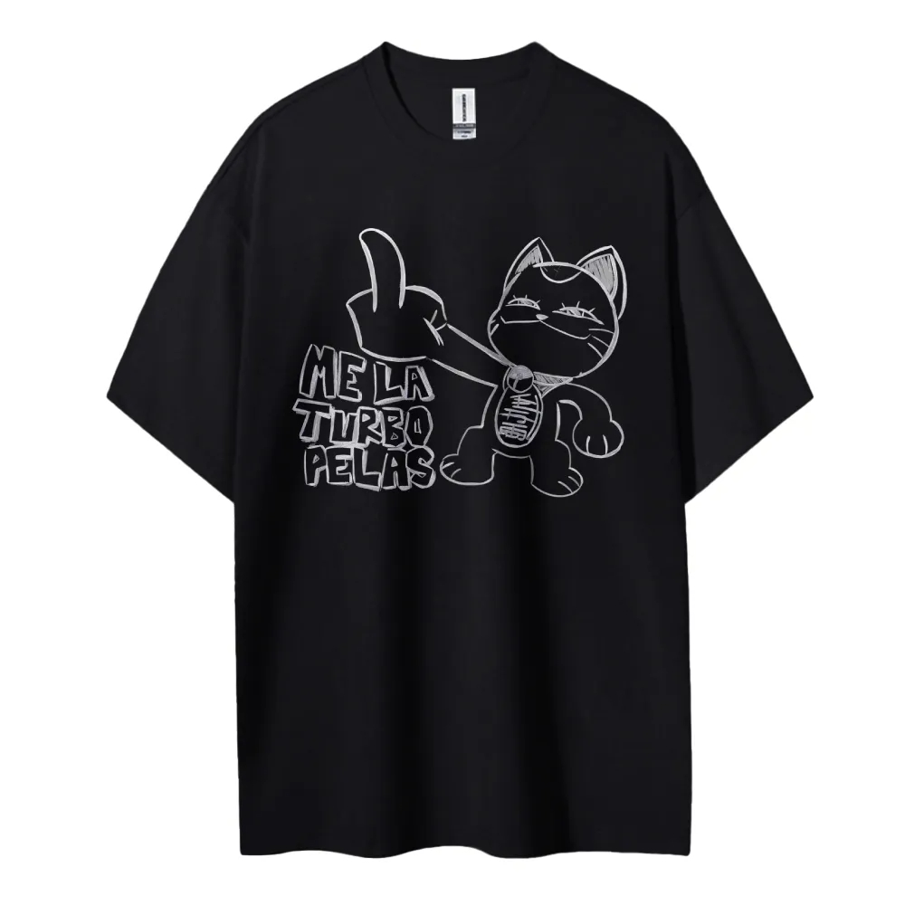 Anime Merchandise Shop - Dandadan T-shirt Anime Kat Middelvinger Gebaar