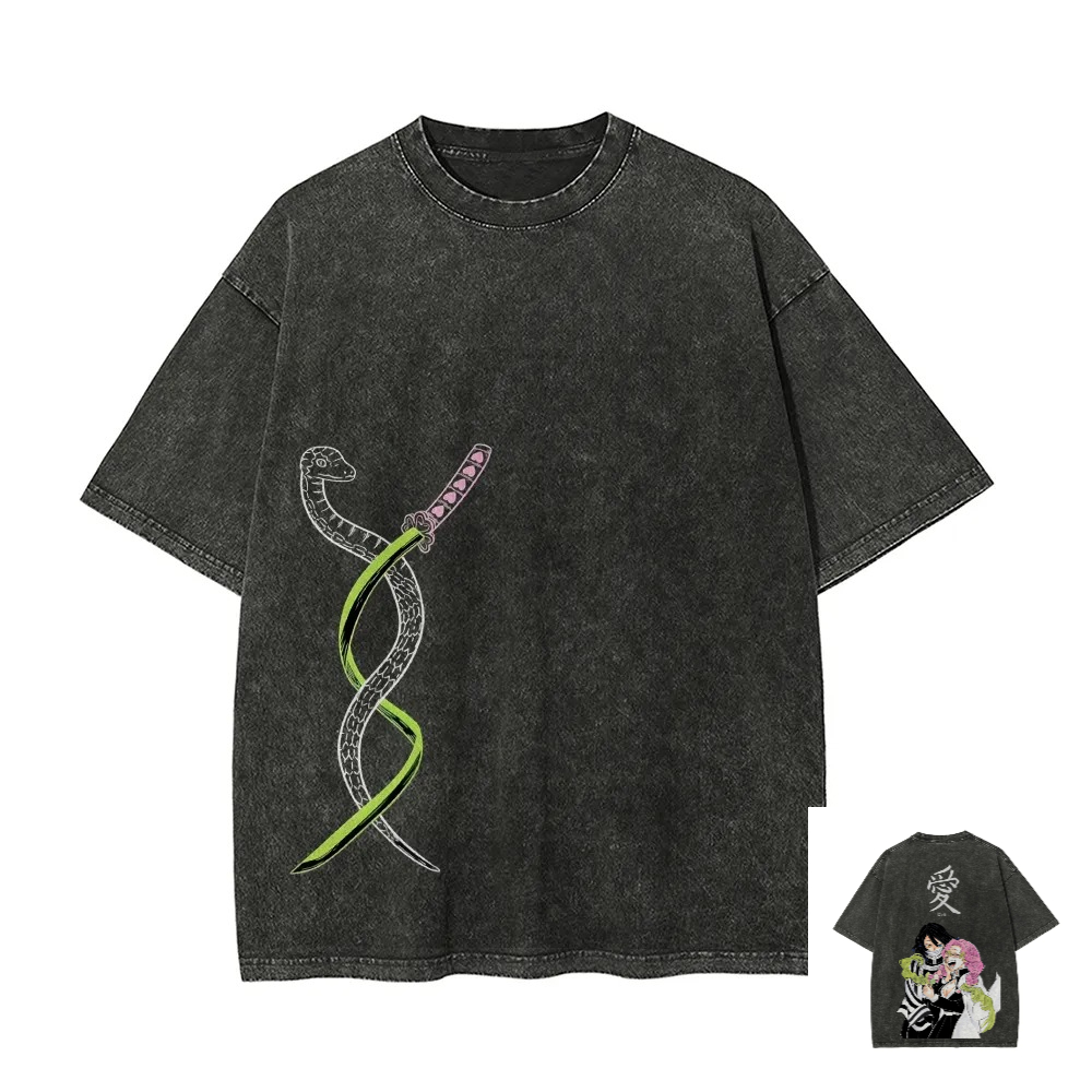 Anime Merchandise Shop - Kimetsu Geen Yaiba Gewassen T-shirt Anime